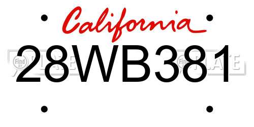 28WB381 California License Plate