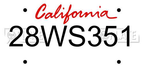 28WS351 California License Plate