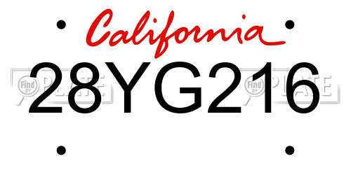 28YG216 California License Plate