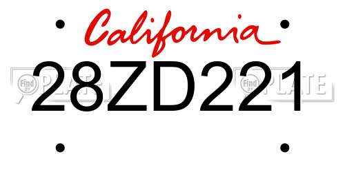 28ZD221 California License Plate