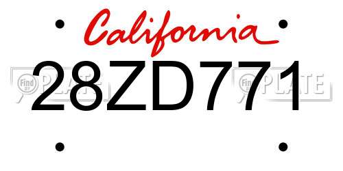 28ZD771 California License Plate