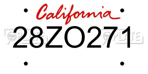 28ZO271 California License Plate
