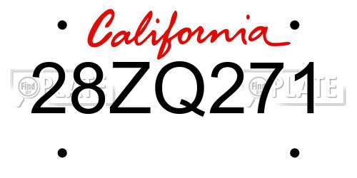 28ZQ271 California License Plate