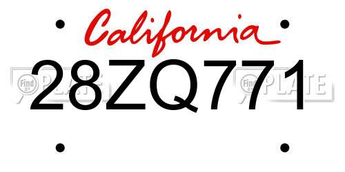 28ZQ771 California License Plate