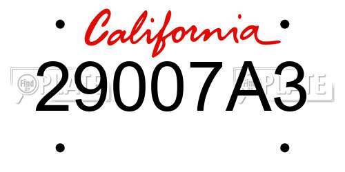 29007A3 California License Plate