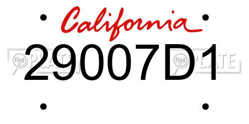 29007D1 California License Plate