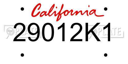 29012K1 California License Plate