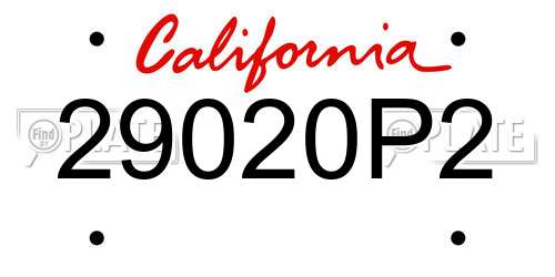 29020P2 California License Plate