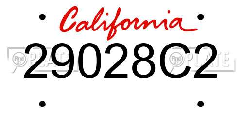 29028C2 California License Plate