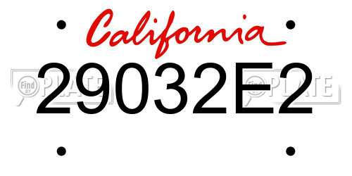 29032E2 California License Plate