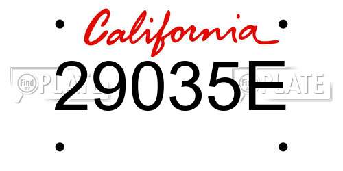 29035E California License Plate