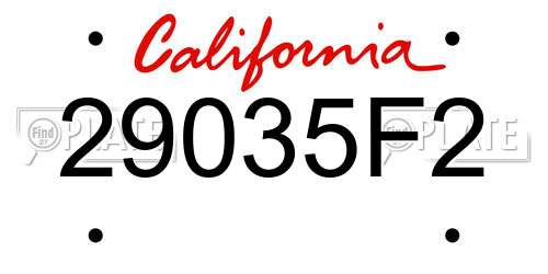 29035F2 California License Plate