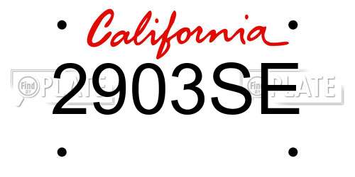 2903SE California License Plate
