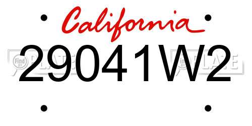 29041W2 California License Plate