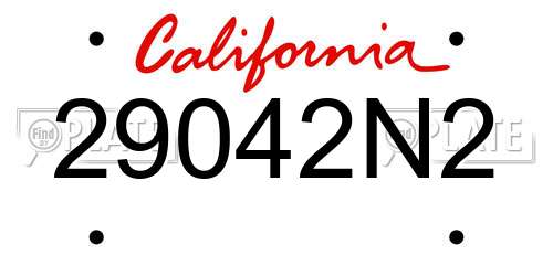 29042N2 California License Plate