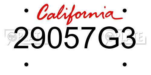 29057G3 California License Plate