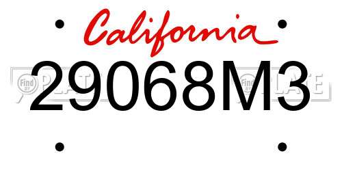 29068M3 California License Plate