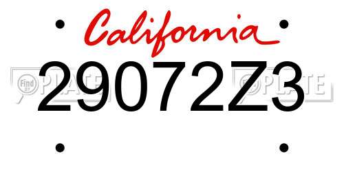 29072Z3 California License Plate