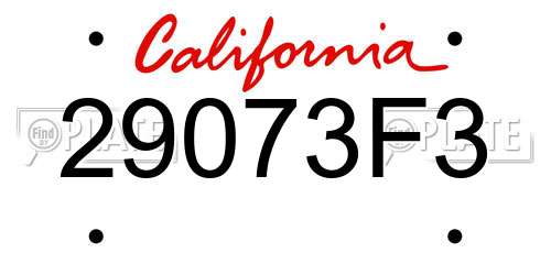 29073F3 California License Plate
