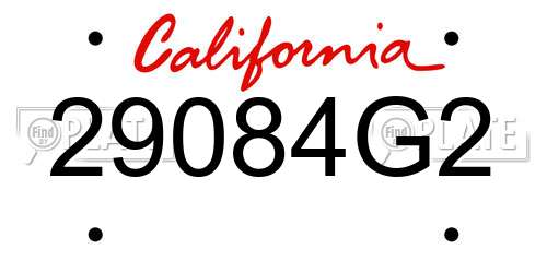 29084G2 California License Plate