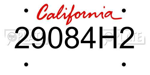 29084H2 California License Plate