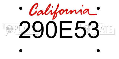 290E53 California License Plate