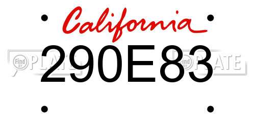 290E83 California License Plate