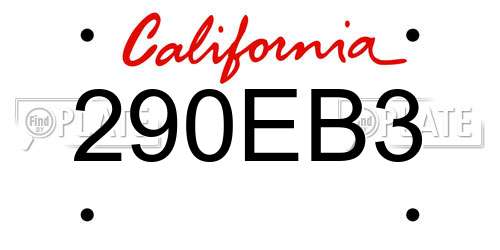290EB3 California License Plate