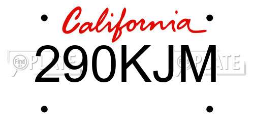 290KJM California License Plate
