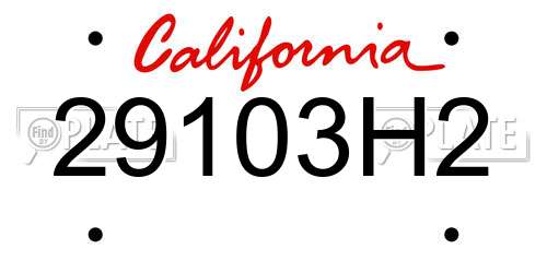 29103H2 California License Plate