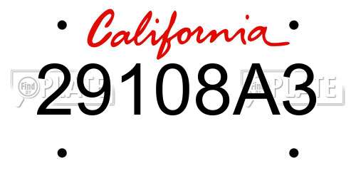 29108A3 California License Plate