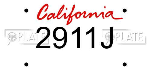 2911J California License Plate