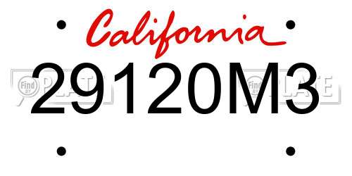29120M3 California License Plate
