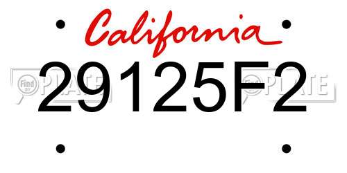 29125F2 California License Plate