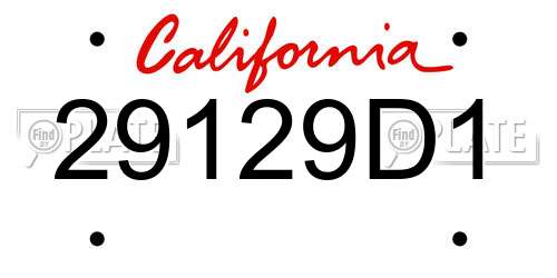 29129D1 California License Plate
