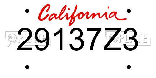 29137Z3 California License Plate