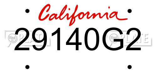 29140G2 California License Plate