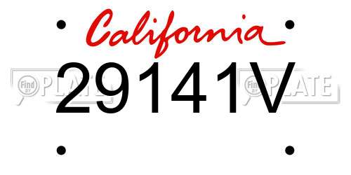 29141V California License Plate