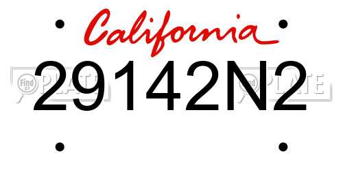 29142N2 California License Plate