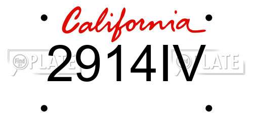 2914IV California License Plate