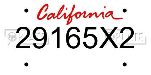 29165X2 California License Plate