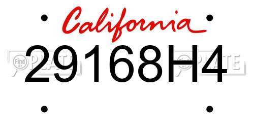 29168H4 California License Plate