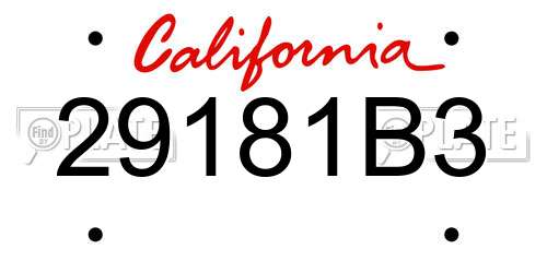 29181B3 California License Plate
