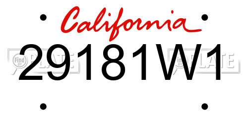 29181W1 California License Plate
