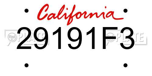29191F3 California License Plate
