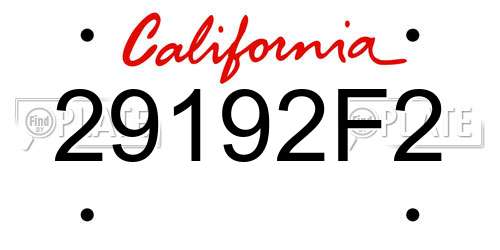 29192F2 California License Plate