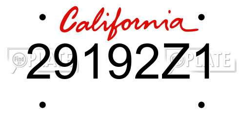 29192Z1 California License Plate
