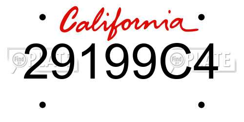 29199C4 California License Plate