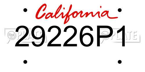 29226P1 California License Plate