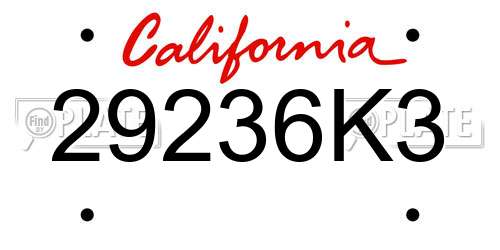 29236K3 California License Plate